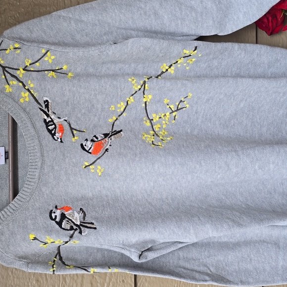 CAbi Gray Sweater with Bird Embroidery - Picture 8 of 11